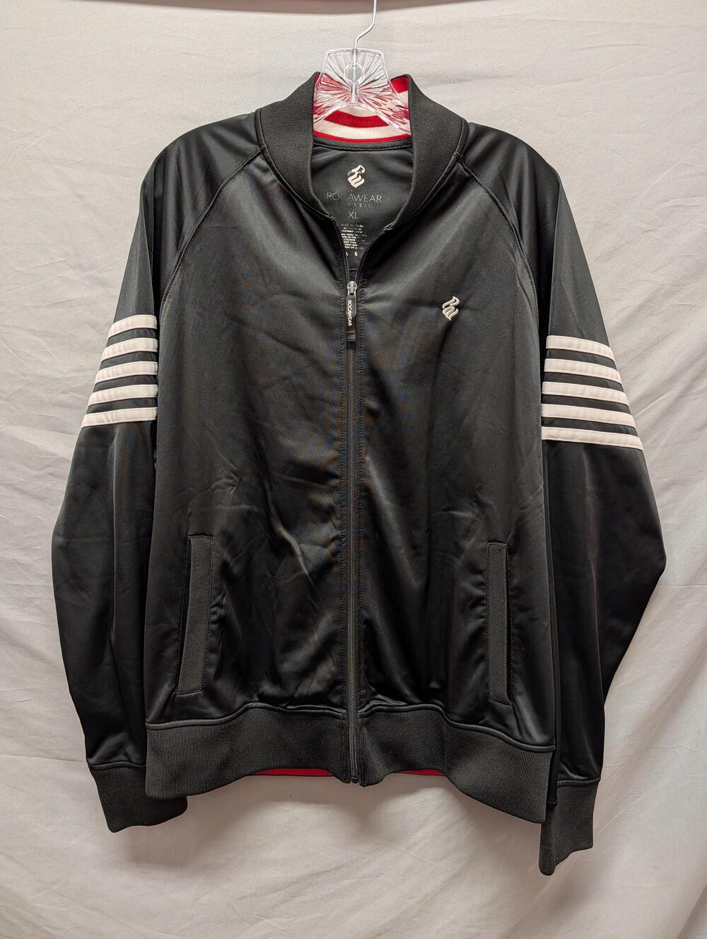 Rocawear Jacket Mens Extra Large Black Classic Track Full Zip Striped Raglan